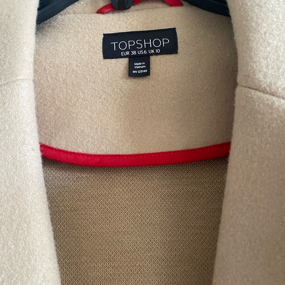 TOPSHOP Lily Notch-collar,  3/4 Camel Coat Size 6. - Picture 5 of 8